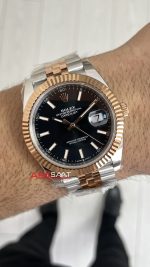 Rolex Datejust Jubilee 126331 Rosegold Two Tone Siyah Kadran 41mm 3235 Super Clone Swiss ETA Clean Factory