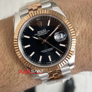 Rolex Datejust Jubilee 126331 Rosegold Two Tone Siyah Kadran 41mm 3235 Super Clone Swiss ETA Clean Factory