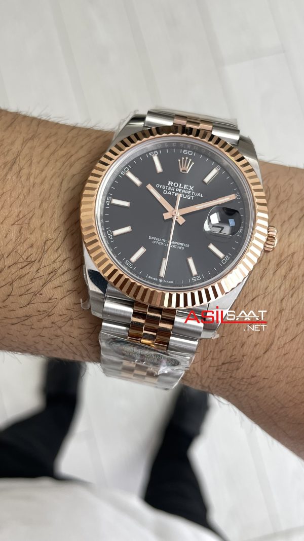 Rolex Datejust Jubilee 126331 Rosegold Two Tone Siyah Kadran 41mm 3235 Super Clone Swiss ETA Clean Factory
