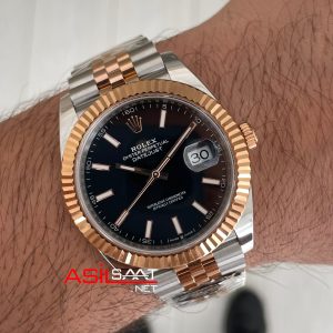 Rolex Datejust Jubilee 126331 Rosegold Two Tone Siyah Kadran 41mm 3235 Super Clone Swiss ETA Clean Factory