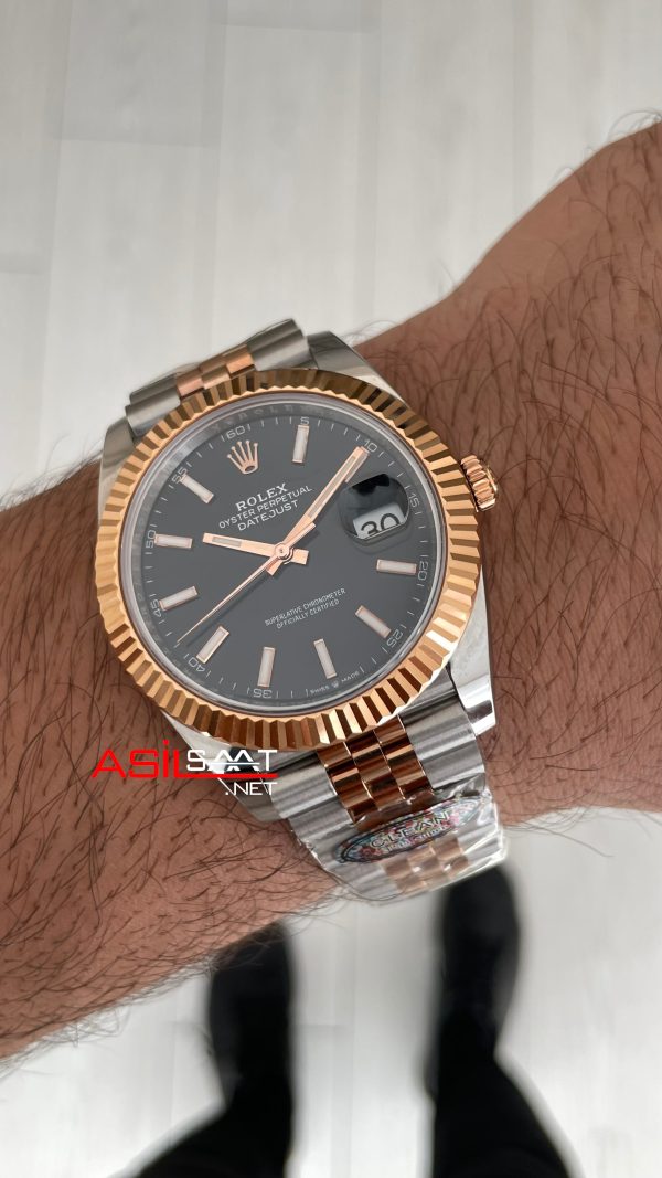 Rolex Datejust Jubilee 126331 Rosegold Two Tone Siyah Kadran 41mm 3235 Super Clone Swiss ETA Clean Factory