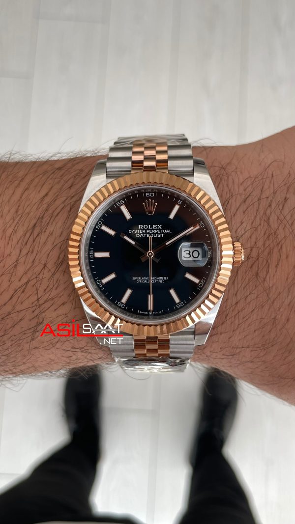 Rolex Datejust Jubilee 126331 Rosegold Two Tone Siyah Kadran 41mm 3235 Super Clone Swiss ETA Clean Factory