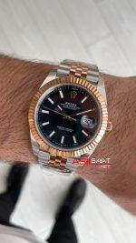 Rolex Datejust Jubilee 126331 Rosegold Two Tone Siyah Kadran 41mm 3235 Super Clone Swiss ETA Clean Factory
