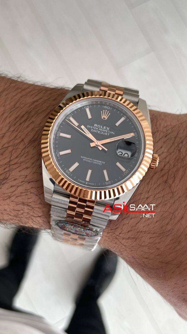 Rolex Datejust Jubilee 126331 Rosegold Two Tone Siyah Kadran 41mm 3235 Super Clone Swiss ETA Clean Factory