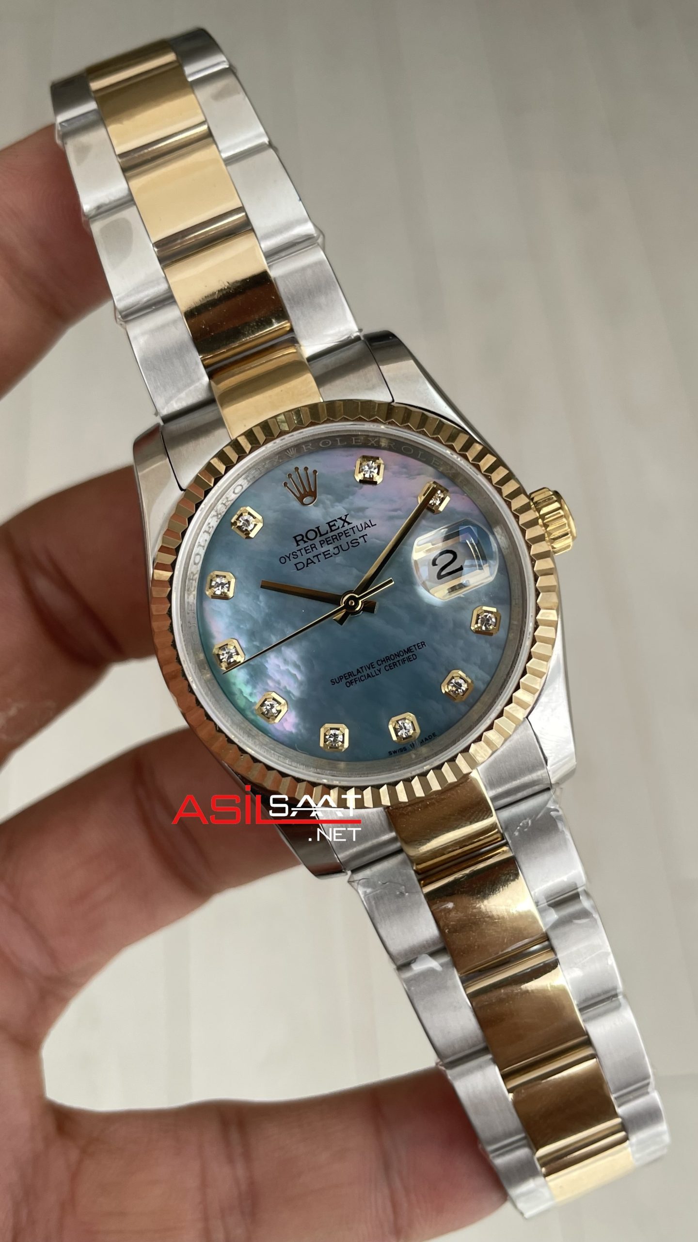 Rolex Datejust Mother Of Pearl Diamond 126233 Oyster Two Tone Gold Ladies 36mm Kadın Kol Saati