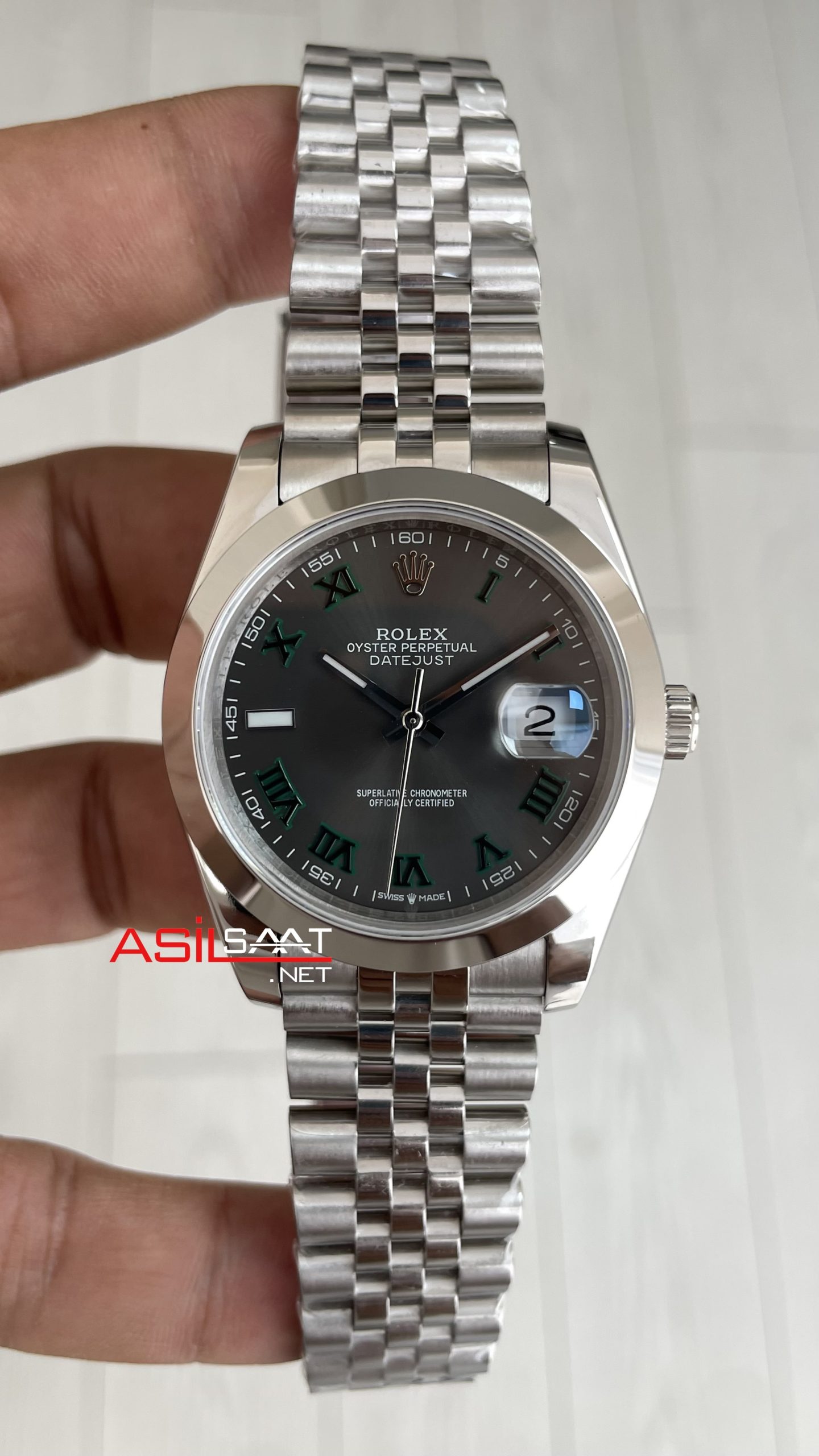 Rolex Datejust Wimbledon 126300 Smooth Bezel Jubilee 41mm Replika Saat Rolex Datejust Wimbledon 126300 Smooth Bezel Jubilee 41mm Replika Saat