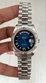 Rolex Day Date Mavi Kadran 228239 Blue Ombre Roman Dial 40mm Replika Saat