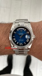 Rolex Day Date Mavi Kadran 228239 Blue Ombre Roman Dial 40mm Replika Saat