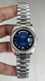 Rolex Day Date Mavi Kadran 228239 Blue Ombre Roman Dial 40mm Silver Replika Saat