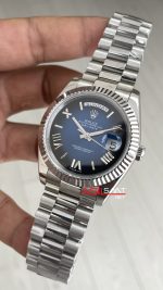 Rolex Day Date Mavi Kadran 228239 Blue Ombre Roman Dial 40mm Silver Replika Saat