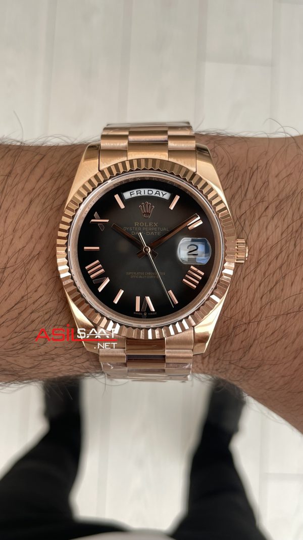 Rolex Day Date Slate Ombre 228235 Rose Arduvaz Kadran 40mm Replika Saat