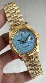 Rolex Day Date Turkuaz 128238 Turquoise Diamond Roman Dial Gold 40mm Replika Saat
