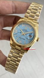 Rolex Day Date Turkuaz 128238 Turquoise Diamond Roman Dial Gold 40mm Replika Saat