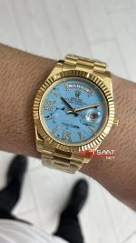 Rolex Day Date Turkuaz 128238 Turquoise Diamond Roman Dial Gold 40mm Replika Saat