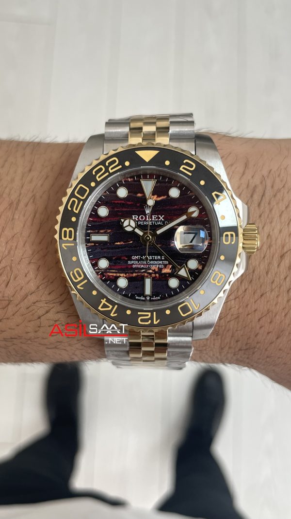 Rolex Tiger Iron Dial Zombie 126713GRNR Jubilee Gmt Master II Two Tone Gold 40 mm Replika Saat