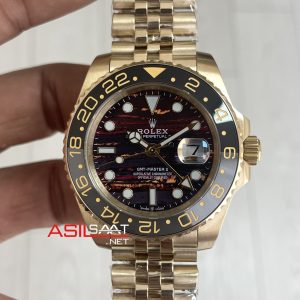 Rolex Tiger Iron Dial 126718GRNR Gmt Master II Jubilee Gold 40mm Replika Saat