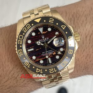 Rolex Tiger Iron Dial 126718GRNR Gmt Master II Jubilee Gold 40mm Replika Saat