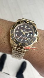 Rolex Tiger Iron Dial 126718GRNR Gmt Master II Jubilee Gold 40mm Replika Saat