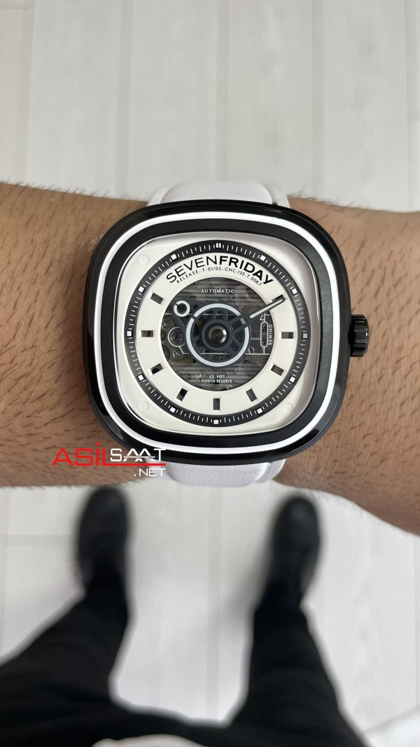 SevenFriday Beyaz T Serisi T1/05 White PVD 45mm Replika Saat
