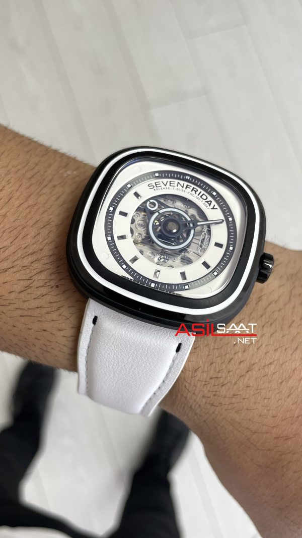 SevenFriday Beyaz T Serisi T1/05 White PVD 45mm Replika Saat