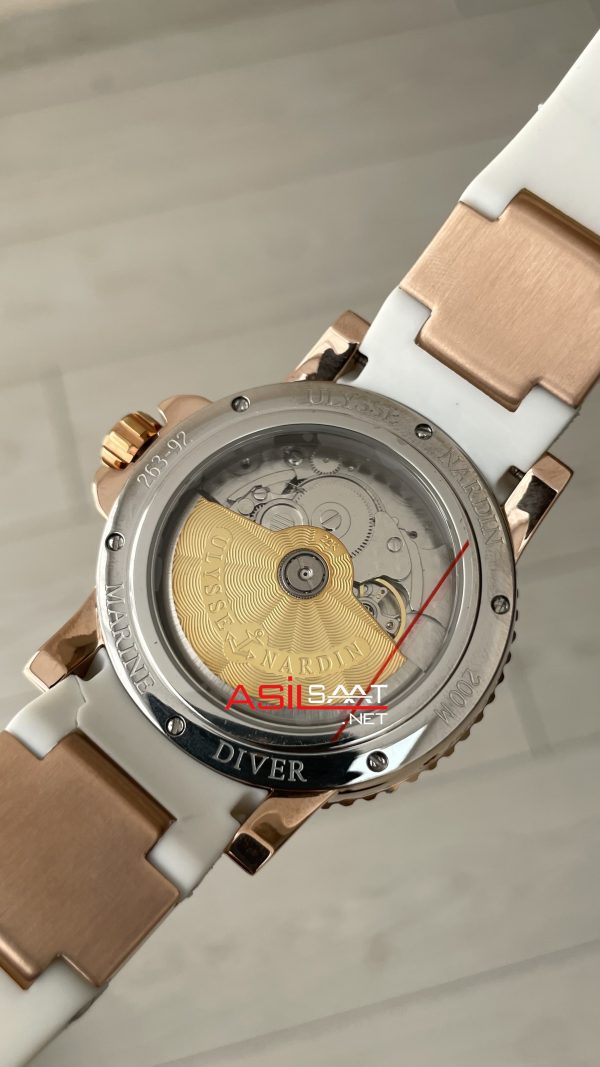 Ulysse Nardin Marine Diver Chronometer Beyaz Kadran Rose 43mm Replika Saat Ulysse Nardin Marine Diver Chronometer Beyaz Kadran Rose 43mm Replika Saat