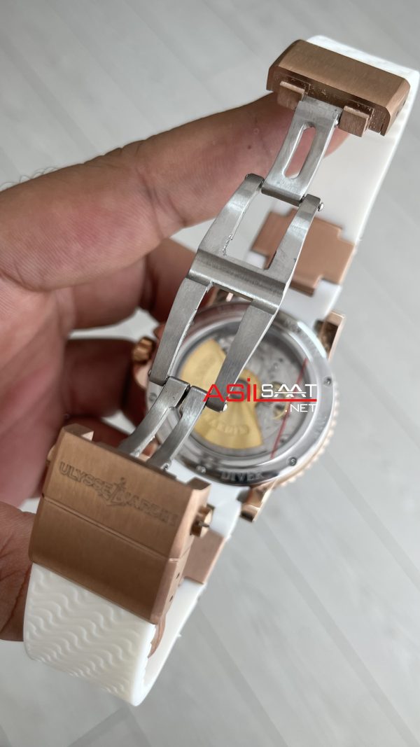 Ulysse Nardin Marine Diver Chronometer Beyaz Kadran Rose 43mm Replika Saat Ulysse Nardin Marine Diver Chronometer Beyaz Kadran Rose 43mm Replika Saat