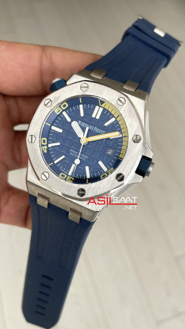 Audemars Piguet Royal Oak Offshore Diver 15710ST Mavi Kadran 42mm Silver Replika Saat Audemars Piguet Royal Oak Offshore Diver 15710ST Mavi Kadran 42mm Silver Replika Saat