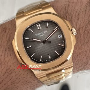 Patek Philippe Nautilus Chocolate 5711R Brown Dial 40 mm Rose Gold Super Clone Swiss ETA Saat PPF Factory