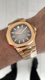 Patek Philippe Nautilus Chocolate 5711R Brown Dial 40 mm Rose Gold Super Clone Swiss ETA Saat PPF Factory