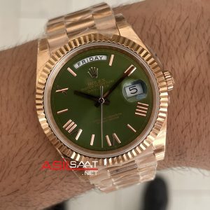 Rolex Day-Date Yeşil 228235 Olive Green 40mm Rosegold GS Factory ETA Swiss