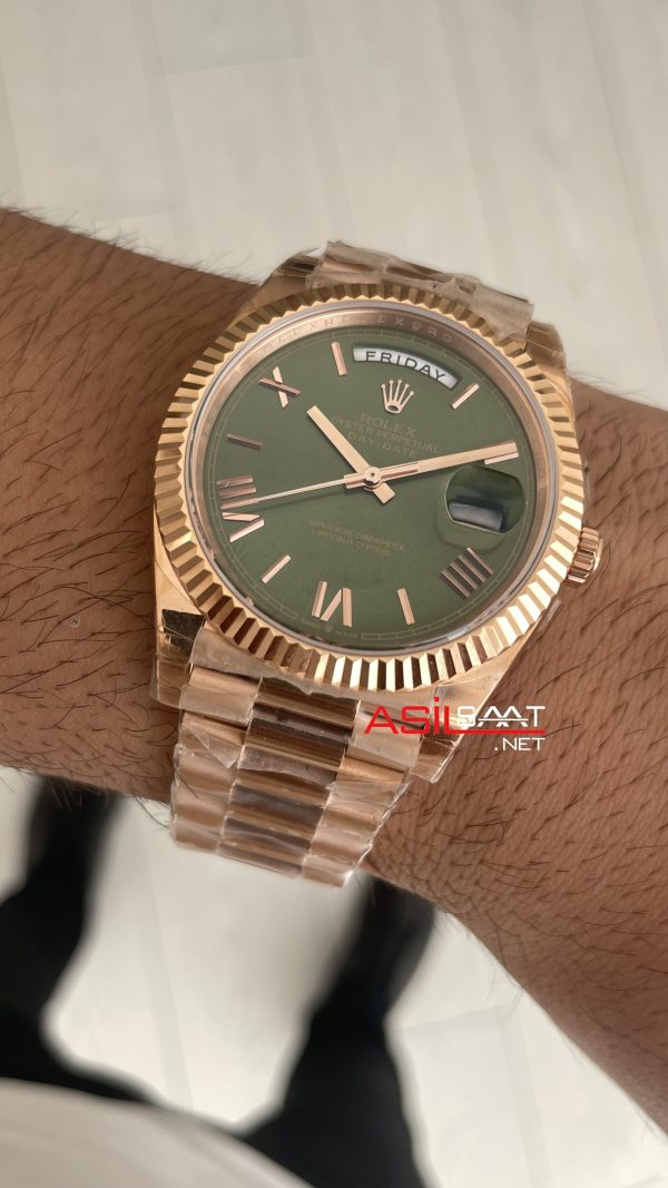 Rolex Day-Date Yeşil 228235 Olive Green 40mm Rosegold GS Factory ETA Swiss
