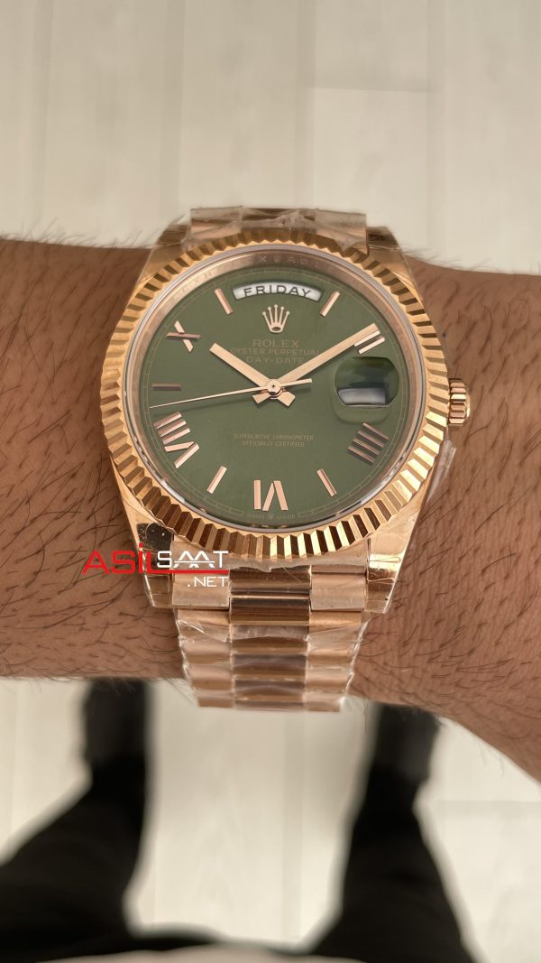 Rolex Day-Date Yeşil 228235 Olive Green 40mm Rosegold GS Factory ETA Swiss