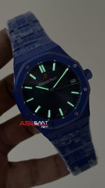 Audemars Piguet Royal Oak Ceramic Blue 15510ST Siyah Kadran 41mm Mavi Seramik Super Clone ETA Swiss APS Factory