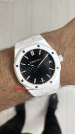 Audemars Piguet Royal Oak Ceramic White 15510ST Siyah Kadran 41mm Beyaz Seramik Super Clone ETA Swiss APS Factory