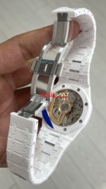 Audemars Piguet Royal Oak Ceramic White 15510ST Siyah Kadran 41mm Beyaz Seramik Super Clone ETA Swiss APS Factory