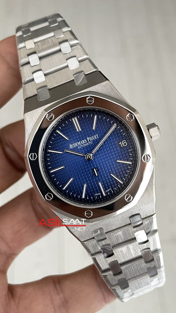 Audemars Piguet Royal Oak Jumbo Extra Thin 15202IP Titanium Mavi Kadran 39mm Super Clone ETA Swiss ZF Factory