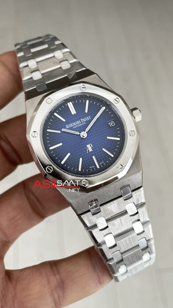 Audemars Piguet Royal Oak Jumbo Extra Thin 15202IP Titanium Mavi Kadran 39mm Super Clone ETA Swiss ZF Factory