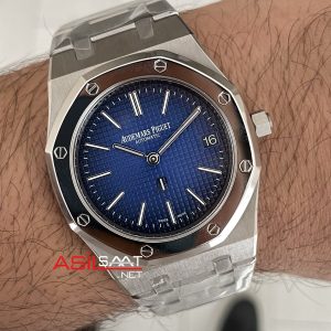 Audemars Piguet Royal Oak Jumbo Extra Thin 15202IP Titanium Mavi Kadran 39mm Super Clone ETA Swiss ZF Factory
