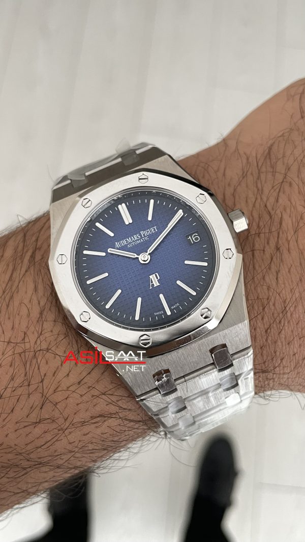 Audemars Piguet Royal Oak Jumbo Extra Thin 15202IP Titanium Mavi Kadran 39mm Super Clone ETA Swiss ZF Factory