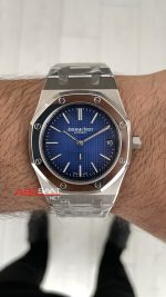 Audemars Piguet Royal Oak Jumbo Extra Thin 15202IP Titanium Mavi Kadran 39mm Super Clone ETA Swiss ZF Factory