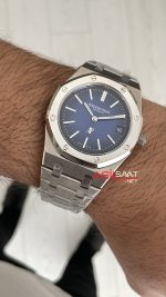 Audemars Piguet Royal Oak Jumbo Extra Thin 15202IP Titanium Mavi Kadran 39mm Super Clone ETA Swiss ZF Factory