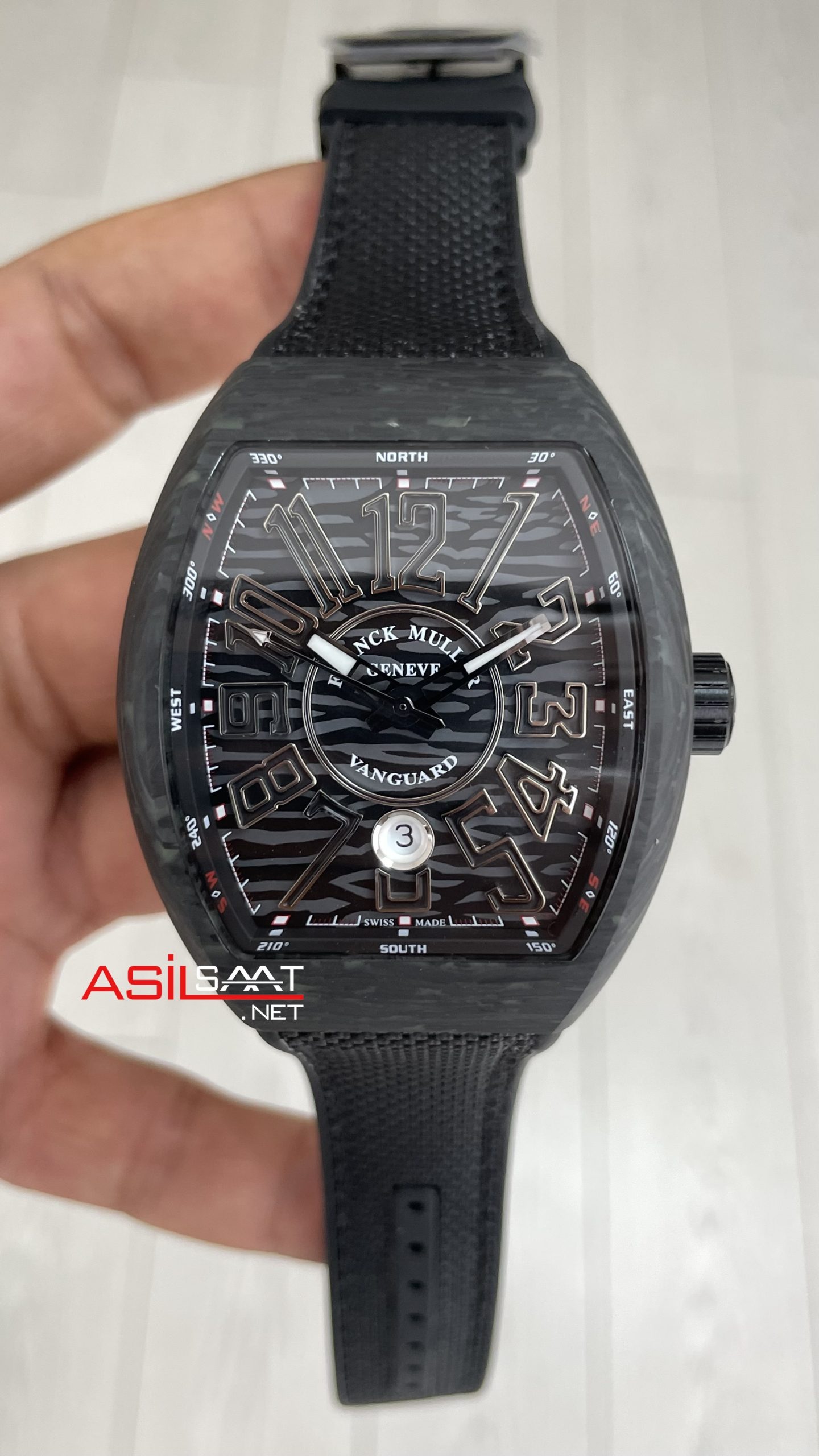 Franck Muller Vanguard Carbon V45 Black 44mm Super Clone Swiss ETA Saat ABF Factory Franck Muller Vanguard Carbon V45 Black 44mm Super Clone Swiss ETA Saat ABF Factory