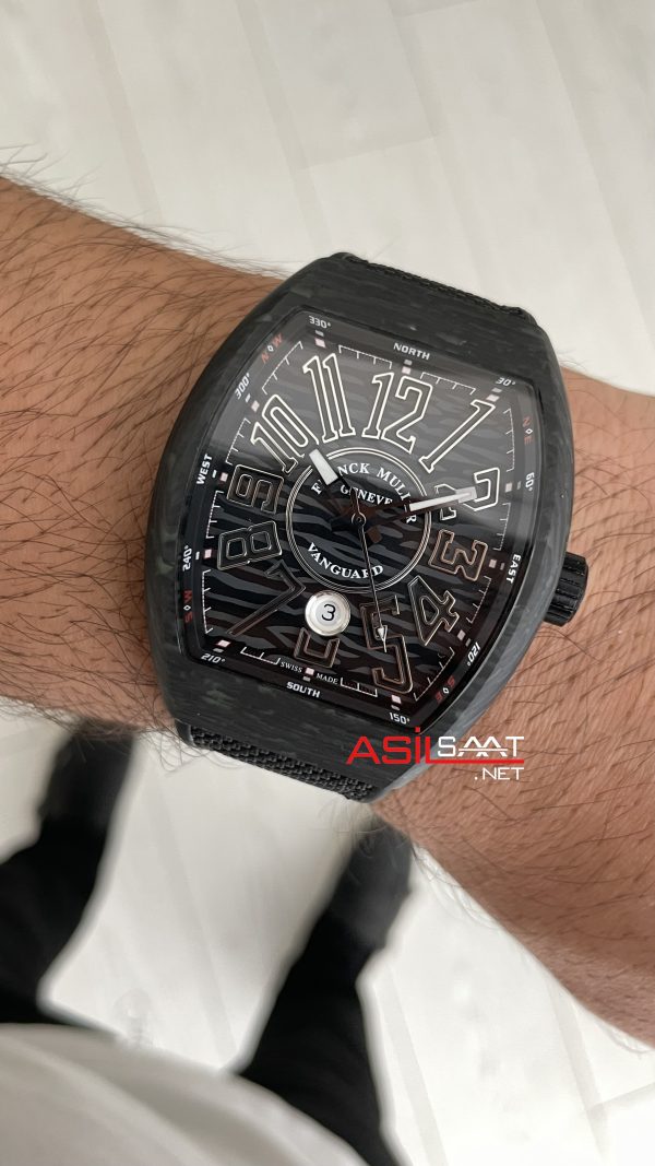Franck Muller Vanguard Carbon V45 Black 44mm Super Clone Swiss ETA Saat ABF Factory Franck Muller Vanguard Carbon V45 Black 44mm Super Clone Swiss ETA Saat ABF Factory