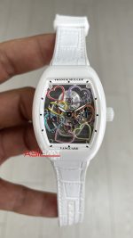 Franck Muller Vanguard Heart Skeleton Lady V32 White Ceramic 33mm Swiss ETA Saat ABF Factory