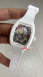 Franck Muller Vanguard Heart Skeleton Lady V32 White Ceramic 33mm Swiss ETA Saat ABF Factory
