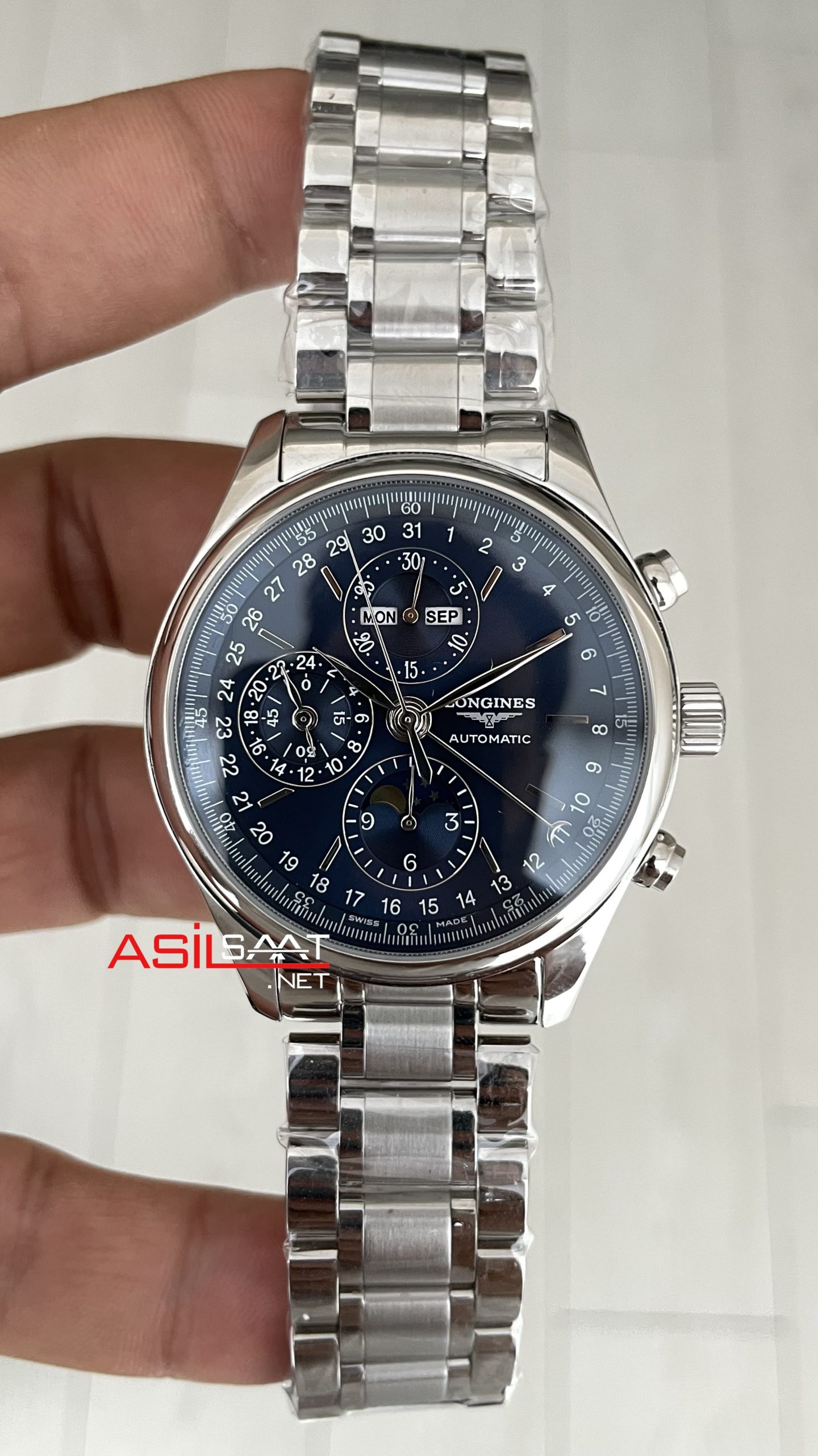 Longines Master Collection Moonphase Chrono Mavi 42mm Swiss ETA Saat GS Factory Longines Master Collection Moonphase Chrono Mavi 42mm Swiss ETA Saat GS Factory