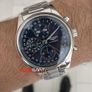 Longines Master Collection Moonphase Chrono Mavi 42mm Swiss ETA Saat GS Factory