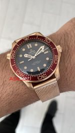 Omega Seamaster Diver 300M Titanium 42mm Burgundy Bronze Gold Super Clone Swiss ETA Saat VS Factory