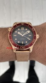 Omega Seamaster Diver 300M Titanium 42mm Burgundy Bronze Gold Super Clone Swiss ETA Saat VS Factory