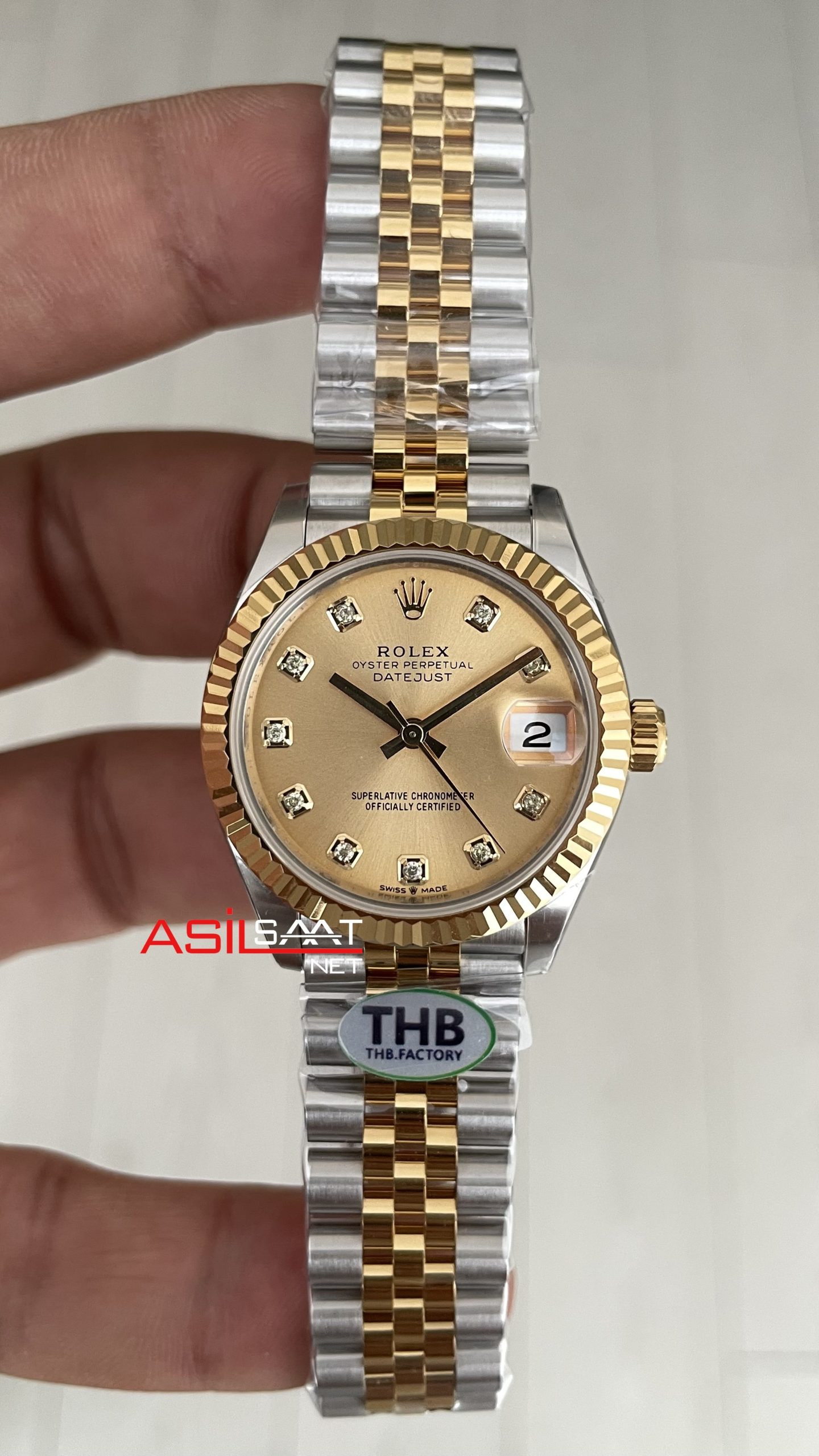 Rolex Datejust Champagne Diamond Dial 278273 Jubilee 31mm Lady 2236 Two Tone Gold Super Clone ETA Swiss THB Factory